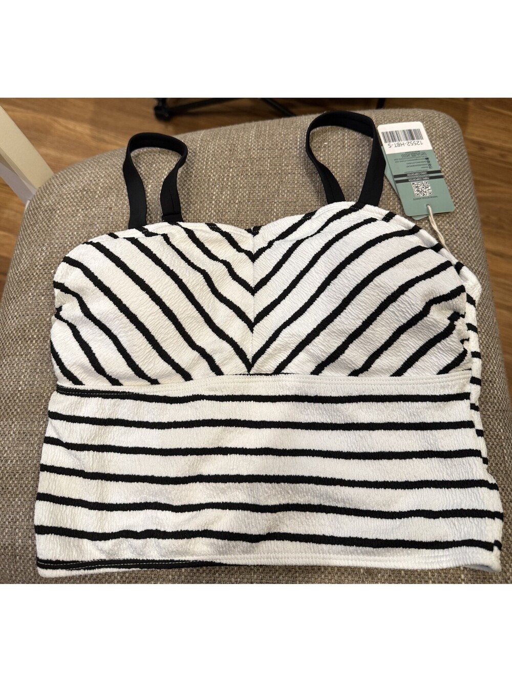 Nwt Womens Shekini Black/White Striped Cropped Cute Spaghetti Shirt Small